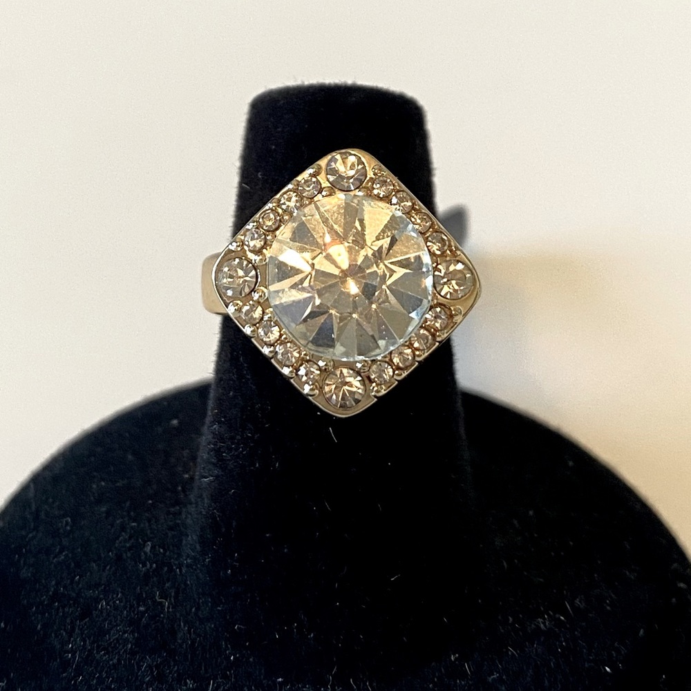 NWT CHARMING CHARLIE Gold Crystal Ring SZ 5